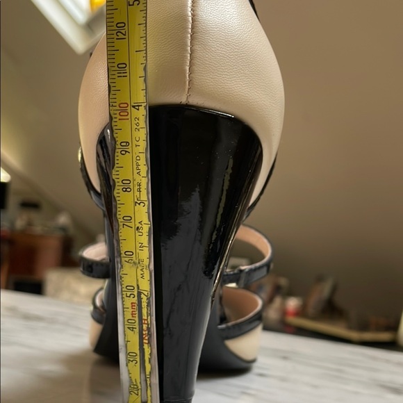 Restricted Cream and Black T-Strap Heels - Picture 11 of 12